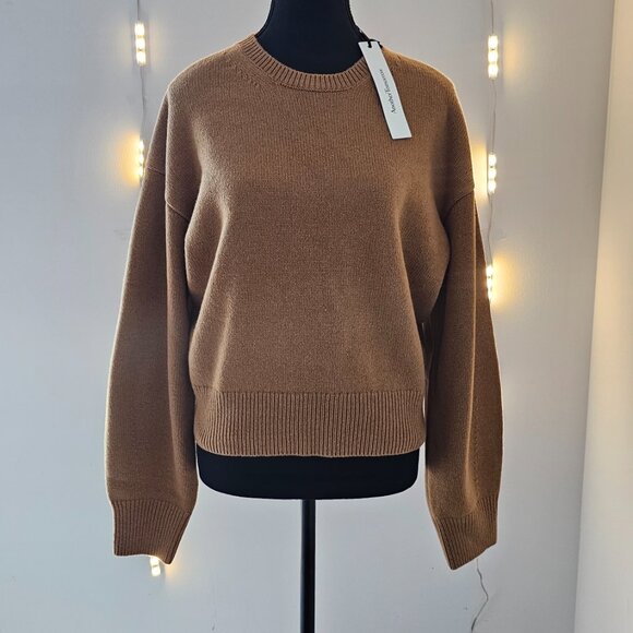 ANOTHER TOMORROW - Cashmere & Wool Crewneck Sweater In Camel - Picture 1 of 7